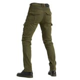 Motorcycle Racing Denim LB1 Pants With Hip Knee Protective Pads - Army Green