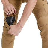 Motorcycle Racing Denim LB1 Pants With Hip Knee Protective Pads - Khaki