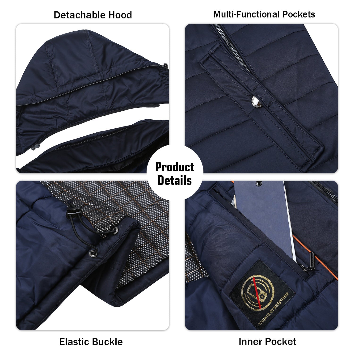 Satin Padded Built-in Thermometer Casual Jacket