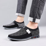 Men black Formal Shoes with Casual Chic Leather Slip On Flat Heel Loafers