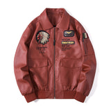 Men's Embroidered Bomber Flight Leather Jacket