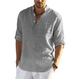 Men's Outdoor Classic Casual Henley Collar Long Sleeve Shirt