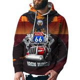 Mens Route 66  Comfortable And Breathable Printed Hoodie