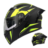 Carbon Fiber Flip Up Motorcycle Helmet - Green