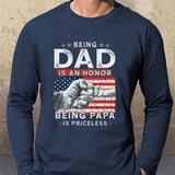 Men's American Flag An Honor Being Papa Cotton Long Sleeve T-Shirt