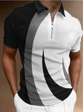 Men's Casual Fashion Zipper Short Sleeve Polo Shirt