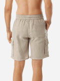 Men's Cotton Linen Casual Cargo Shorts