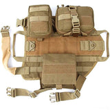 3 Colors Tactical Dog Harness Adjustable Military K9 Harness Vest with 3 Detachable Pouches