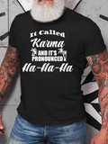 Funny Karma Vacation Coconut Tree Casual Crew Neck Letter Short Sleeve T-Shirt