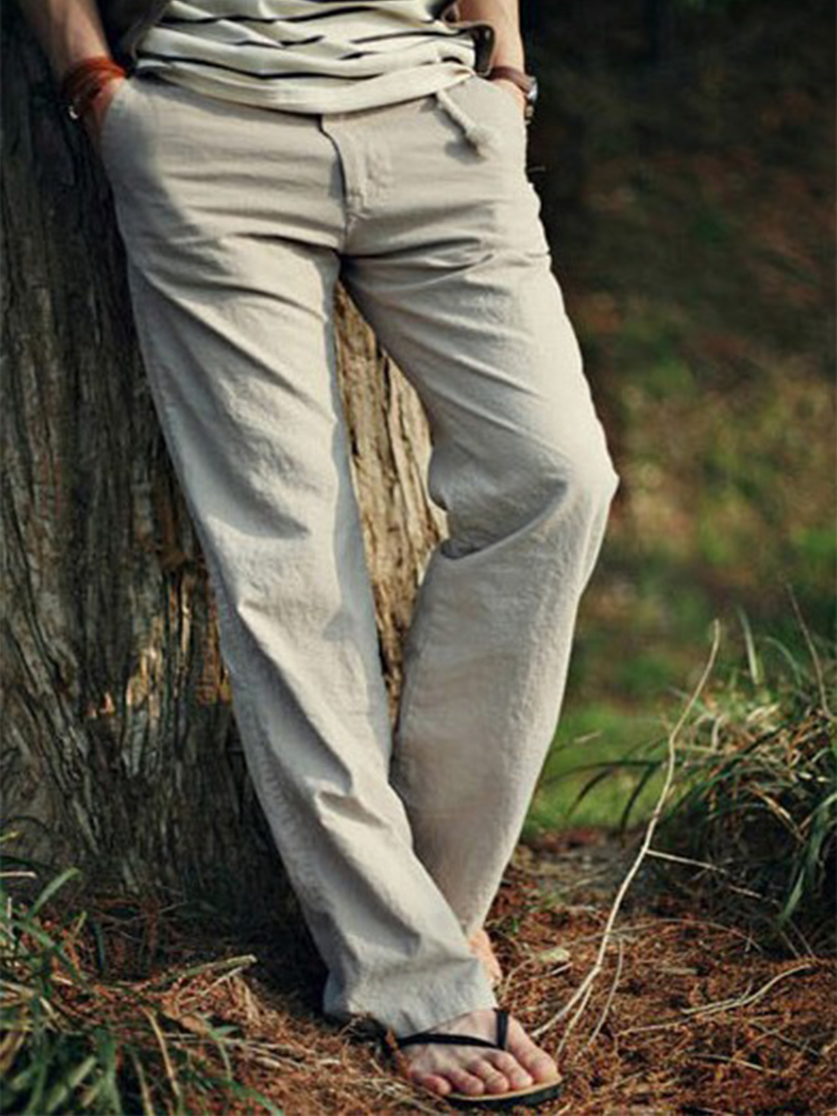 Cotton And linen Style American Casual Basic Wild linen Trousers