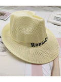 Men's Letter Pattern Linen Beach Hat