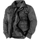 Men's Coat Warm Sports & Outdoor Zipper Letter 3D Printed Graphic Turndown Sports Jacket Outerwear Long Sleeve Pocket