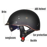 Vintage Half Face Motorcycle Helmet Gloss Black