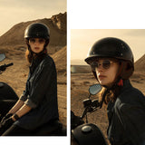 Vintage Half Face Motorcycle Helmet Gloss Black