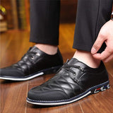 Plus Size Men Plaid Leather Soft Lace Up Comfy Casual Shoes