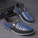 Men Genuine Leather Splicing Non Slip Metal Soft Sole Casual Shoes