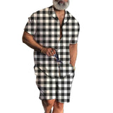 Men's Printed Casual Slim Fit Short Sleeve Shirt Set