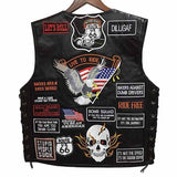 Men's Embroidered Badge Leather Cycling Vest