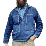 Men's Vintage Pocket Lapel Pullover Long Sleeve Denim Shirt