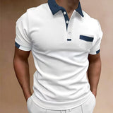 Men's Casual Colorblock Chest Pocket POLO Shirt