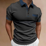 Men's Casual Colorblock Chest Pocket POLO Shirt