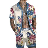 Men's Hawaiian Print Short Sleeve Shirt Set