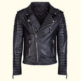 New Men's Genuine Leather Jacket Black Slim fit Biker Motorcycle jacket