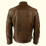 Men's Retro Zipped Brown Casual Leather Jacket